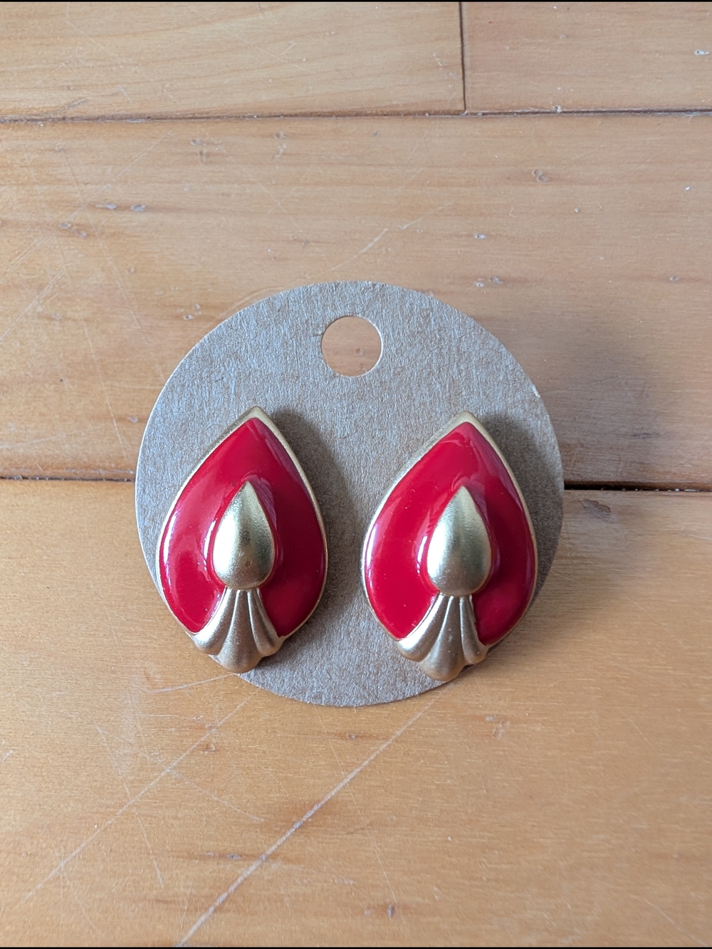 Vtg Enamel Pierced Earrings